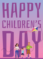 Obraz premium Vertical banner or poster about happy children's day flat style
