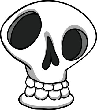 recommend clip art: Grim reaper cartoon character. Halloween skeleton design for party invitation, poster, logo or icon. Vector skull face illustration