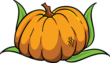Cartoon  halloween pumpkin head with scary expression. Vector illustration of jack-o-lantern