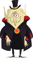 Cute cartoon vampire smiling. Vector illustration