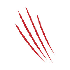 Bloody traces of animal claw scratches realistic vector illustration isolated.