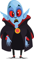 Cute cartoon vampire smiling. Vector illustration