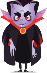 Cute cartoon vampire smiling. Vector illustration