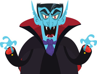 Cute cartoon vampire smiling. Vector illustration
