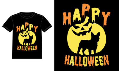 French Bulldog in Pumpkin Funny Happy Halloween T-Shirt
