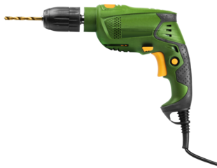 Green electric drill isolated