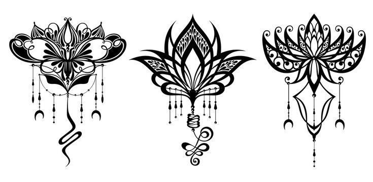 Lotus  design elements.Minimal lotus tattoo