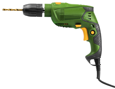 Green electric drill isolated