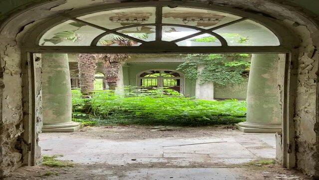old abandoned house with garden