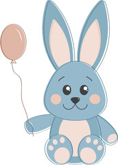Fototapeta premium Cute rabbit with balloon