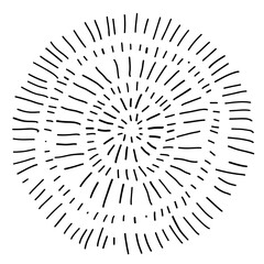 Short dashes coming from center in different directions, forming circle