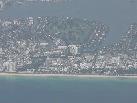 Florida Atlantic coastline seen from high altitude airborne