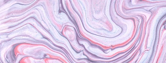 Abstract fluid art background light gray and pink colors. Liquid marble. Acrylic painting with grey...