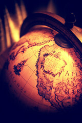 Cinematic shot of a globe map