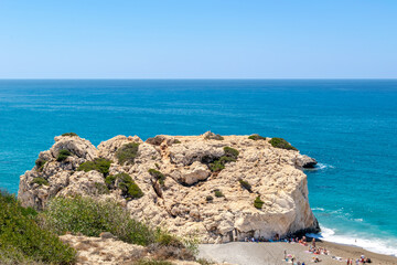 Rock of Aphrodite. Rock formations. Cyprus, sea coast. The island of love.