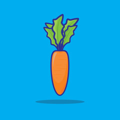 vector illustration of a carrot with an interesting and fresh cartoon concept with a good color combination . suitable as a symbol, icon, educational picture for children.etc