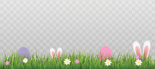 Fototapeta Easter horizontal seamless border realistic vector illustration isolated. obraz