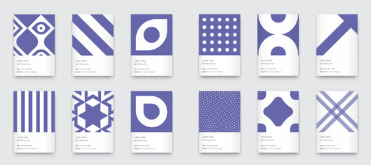 Set of Trendy Very Peri Color Minimal Graphics. Trendy Vertical Abstract Pattern Cards Set..