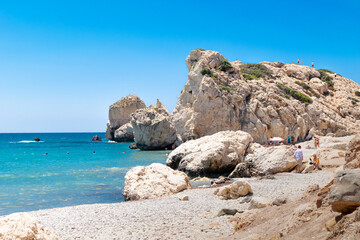 Rock of Aphrodite. Rock formations. Cyprus, sea coast. The island of love.