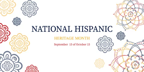 Foto op Canvas National Hispanic Heritage Month. Vector illustration. Greeting card, banner, flyer and background in bright colors on a white background. © Zhanna