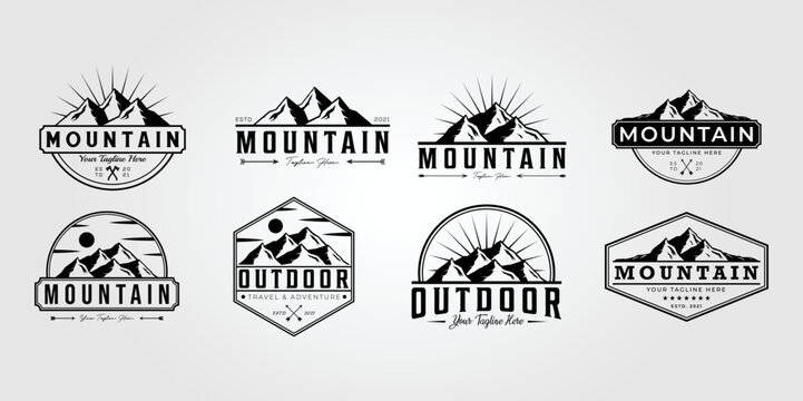 Set of mountain adventure or outdoor logo vector illustration design.