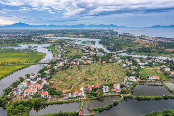 Hoi An, Vietnam :Tra Que Vegetable Village view of Hoi An ancient town, UNESCO world heritage, at...
