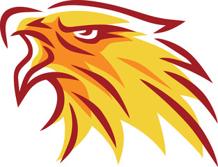 Fire Eagle Phoenix Falcon Hawk Head Flame Line Stylized Logo Template Design