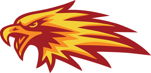Eagle Phoenix Burning Fire Mascot Logo Flame Sports Mascot Design