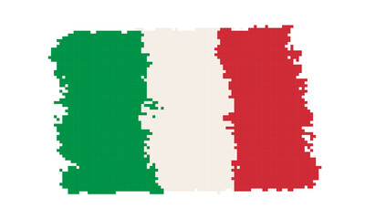 Vector flag of Italy in pixel art style. Pixilated Italian flag.