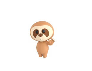 Little Sloth character saying hi in 3d rendering.