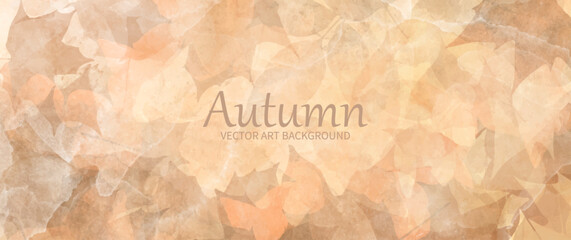 Autumn foliage vector watercolor background. Maple leaves. Hand drawn fall wallpaper design for cards, flyers, poster, banner, cover design, invitation cards, prints, and wall art. Template for text.	