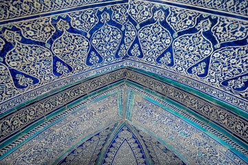 Colorful Building of Pahlavan Mahmoud Mausoleum in Khiva, Uzbekistan