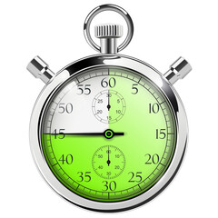 Stopwatch icon isolated, 3D realistic stop watch, hand indicates 45 seconds