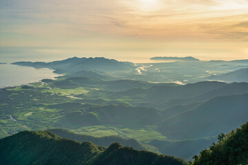 Obraz premium BEAUTIFUL LANDSCAPE PHOTOGRAPHY OF LOC TIEN WARD AND CHAN MAY BEACH, VIEW FROM TOP OF BACH MA NATIONAL PARK IN HUE, VIETNAM