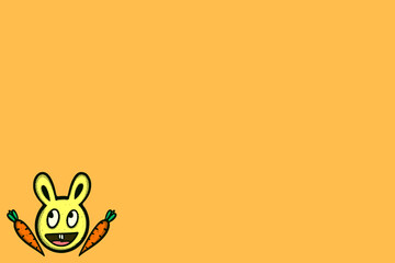 Obraz premium Orange Background wallpaper with rabbit Illustration hand drawn cartoon vector