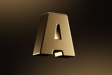 a letter 3d rendered gold illustration golden black background isolated