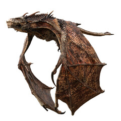 Flight of the dragon. Fast moving ferocious dragon on a transparent overlay PNG. 3d rendering © Digital Storm