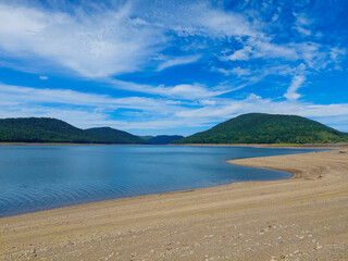 A long severe drought in Upstate NY has left the Cannonsvile Reservoir with very low water levels.  Drought has exposed more of the shoreline this year.  