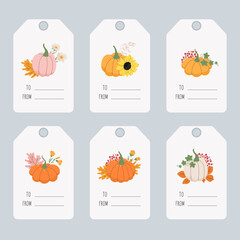 Gift tags with autumn arrangements