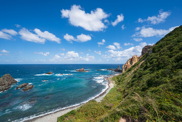 日本の渚百景 島武意海岸の積丹ブルー