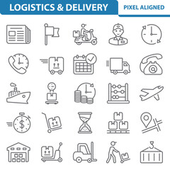 Logistics, Delivery Icons. Shipping, Transportation Vector Icon Set