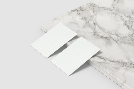 85 x 55 mm of business card mockup on the marble