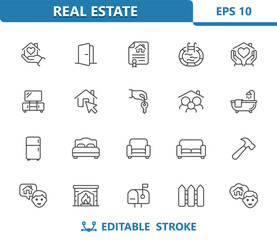 Home Icons. Real Estate, House, Household, Furniture, Rooms