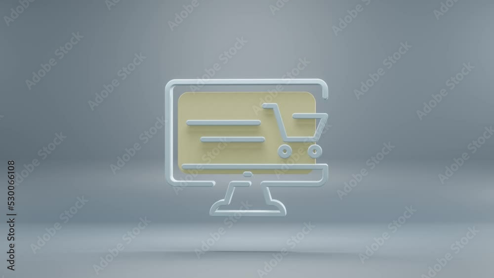 Aufkleber beautiful abstract desktop with yellow light symbol icons on a blue background. 3d rendering illustr