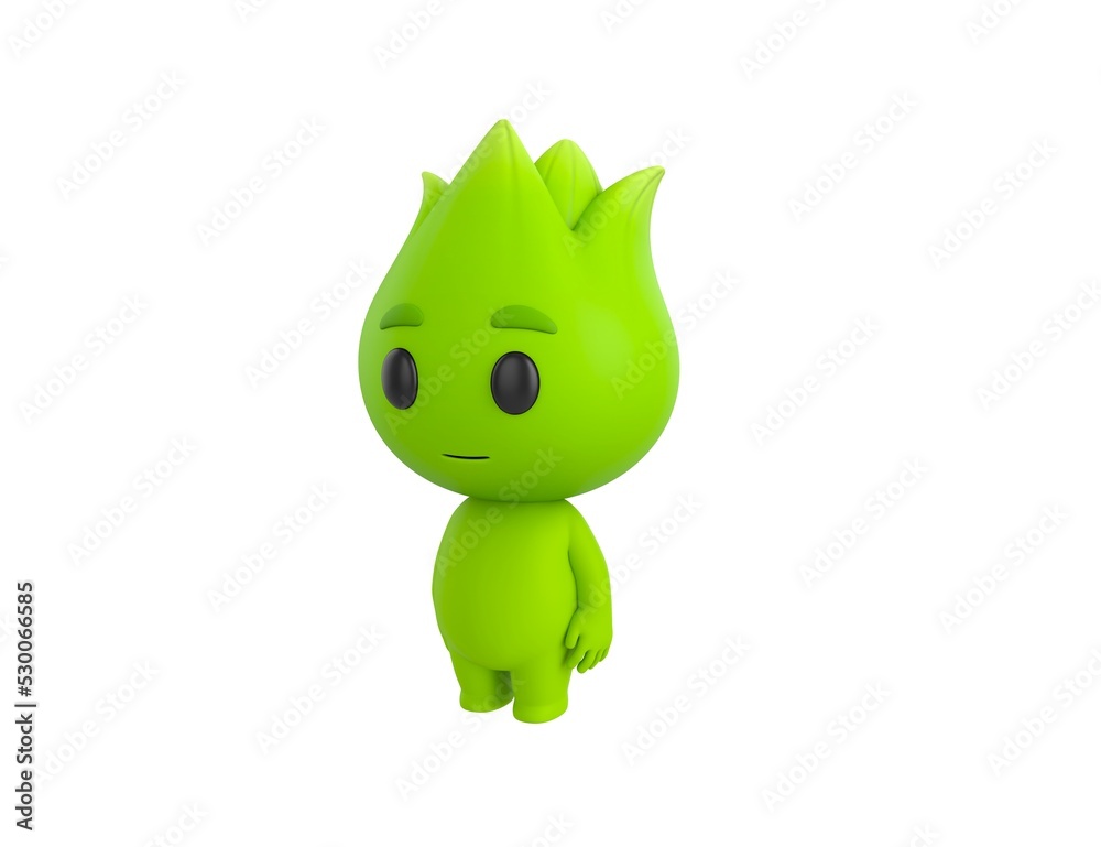 Sticker nature mascot character standing in 3d rendering.