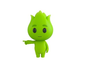 Fototapeta premium Nature Mascot character pointing his finger to the left in 3d rendering.