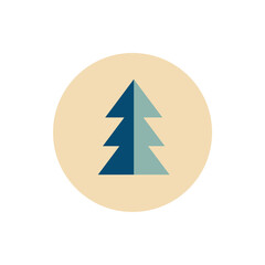 Retro vintage Christmas tree icon, design for highlights of instagram, blogs, stickers, postcards