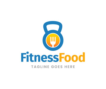 Creative gym food healthy fitness logo design