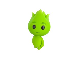 Fototapeta premium Nature Mascot character standing and look up to camera in 3d rendering.