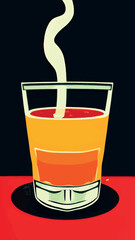 Vector glasses with fruit juice on a colored background